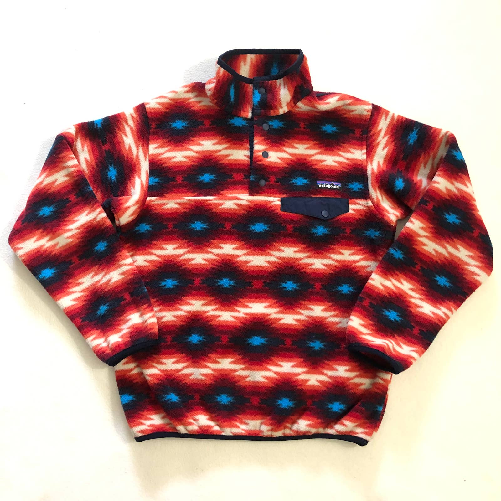 Patagonia Women Synchilla Snap T Fleece Pullover Aztec Wild Desert Print Top S